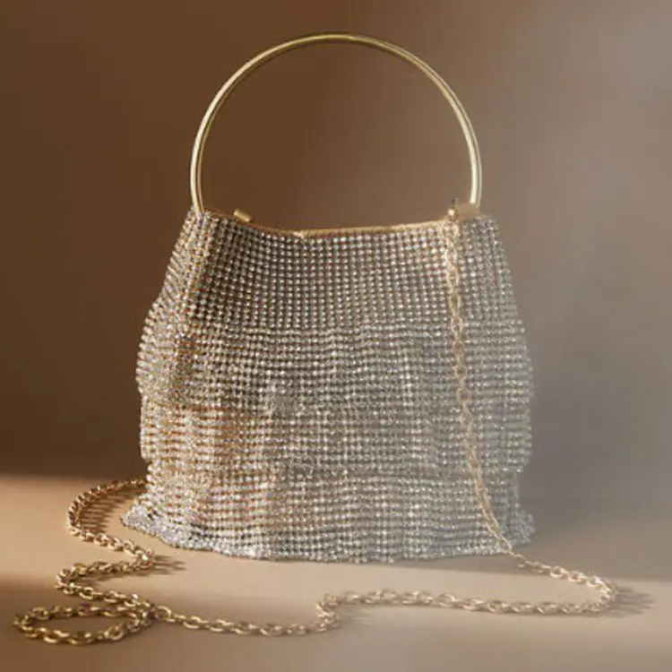 BHLDN Crystal Mesh Brass Handbag