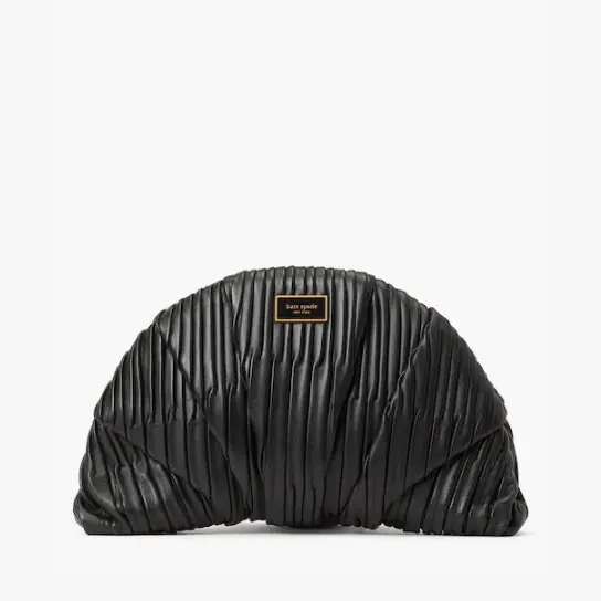 Kate Spade New York Patisserie Pleated Croissant Clutch in Black