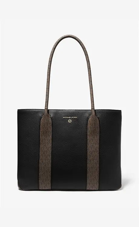 Austin Large Pebbled Leather and Logo Tote Bag