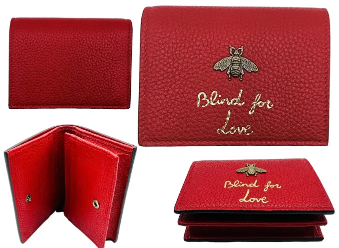 Gucci Red Leather Card Case Wallet
