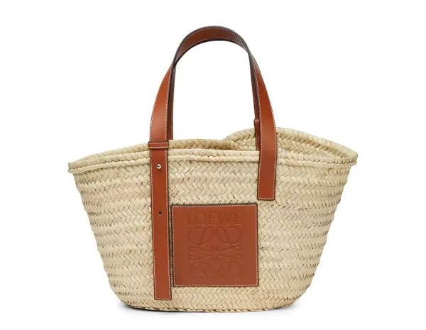 Loewe Basket Bag in Palm Leaf and Calfskin
